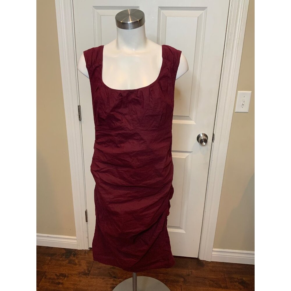 Eileen Fisher Shimmering Raspberry Red Sleeveless Pencil Dress, Size 10